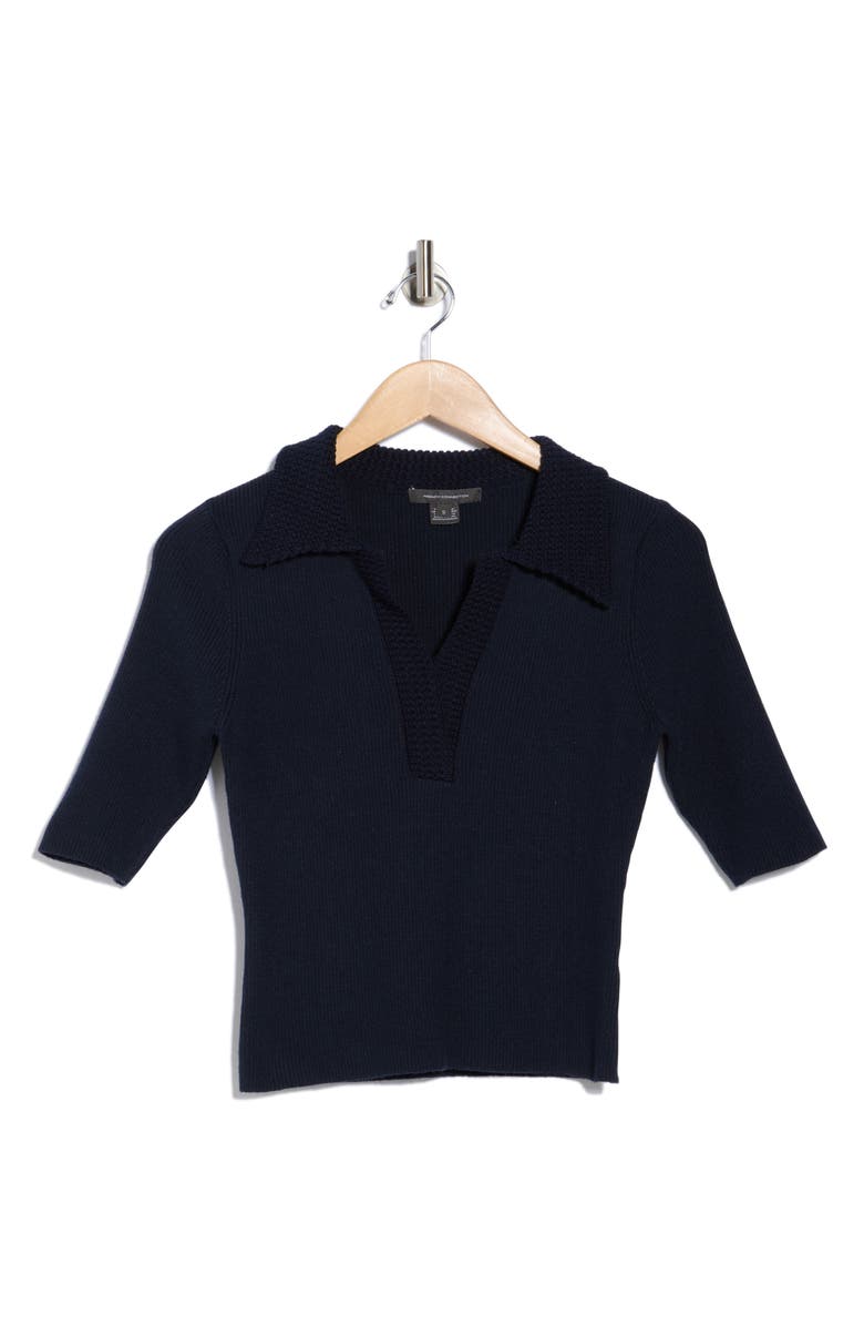 French Connection Fitted Cropped Polo, Alternate, color, Navy