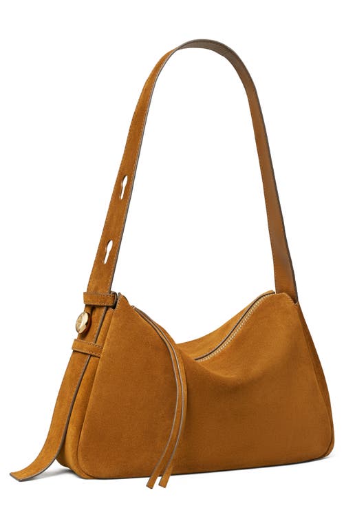 Tory Burch Romy Suede Leather Shoulder Bag In Brown