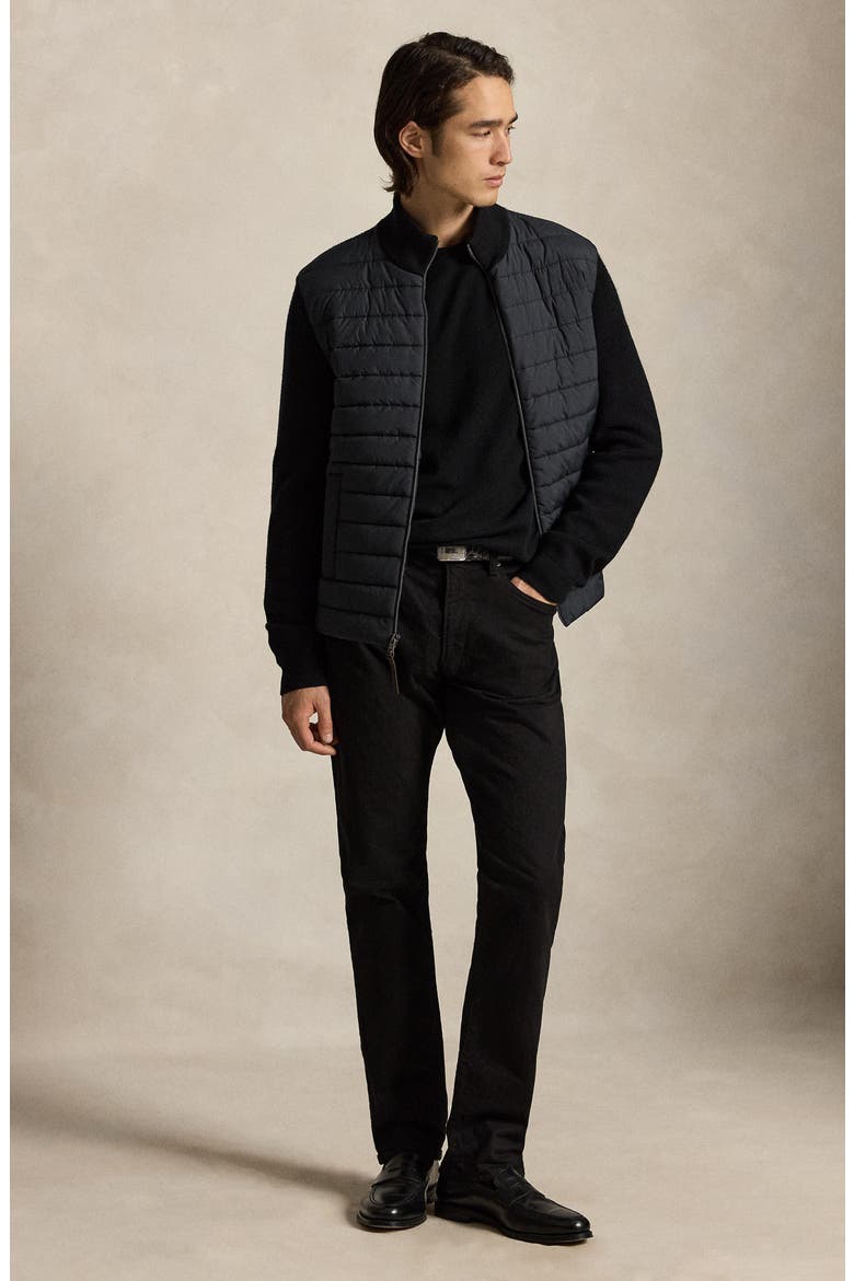 Hybrid Wool Full Zip Sweater Jacket, Alternate, color, BLACK