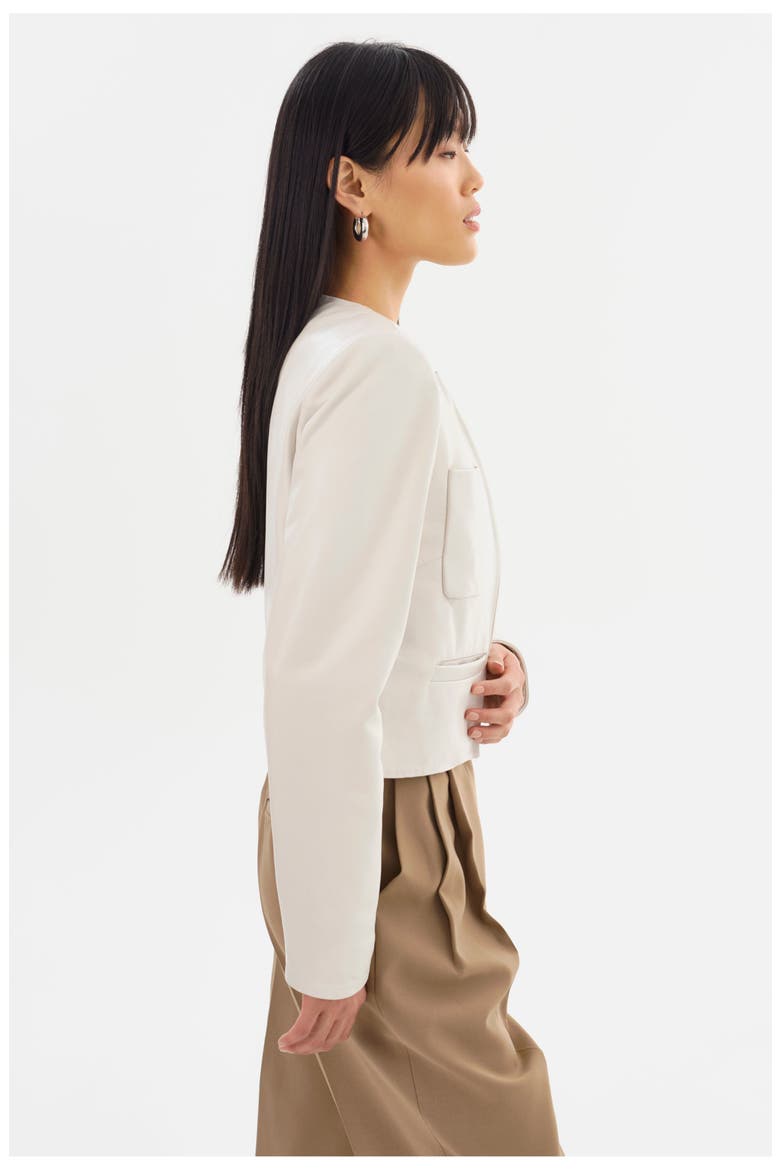 LINETTE | Leather Jacket, Alternate, color, Whisper White