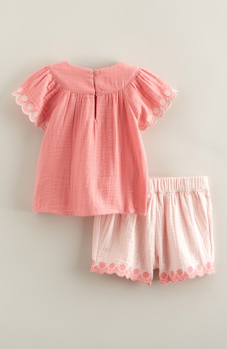 Nordstrom Flutter Sleeve Cotton Gauze Top & Shorts Set, Alternate, color, Coral Mauve- Pink