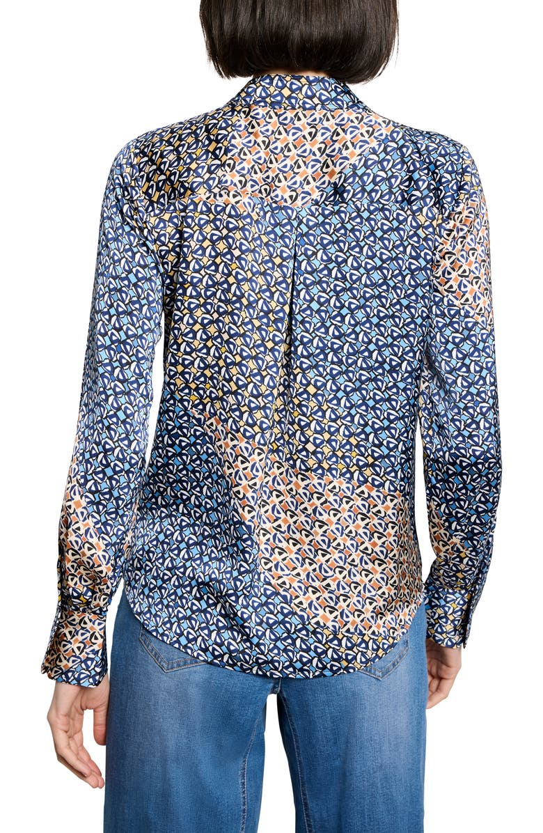 NIC+ZOE Monogram Mix Button-Up Top, Alternate, color, Blue Multi