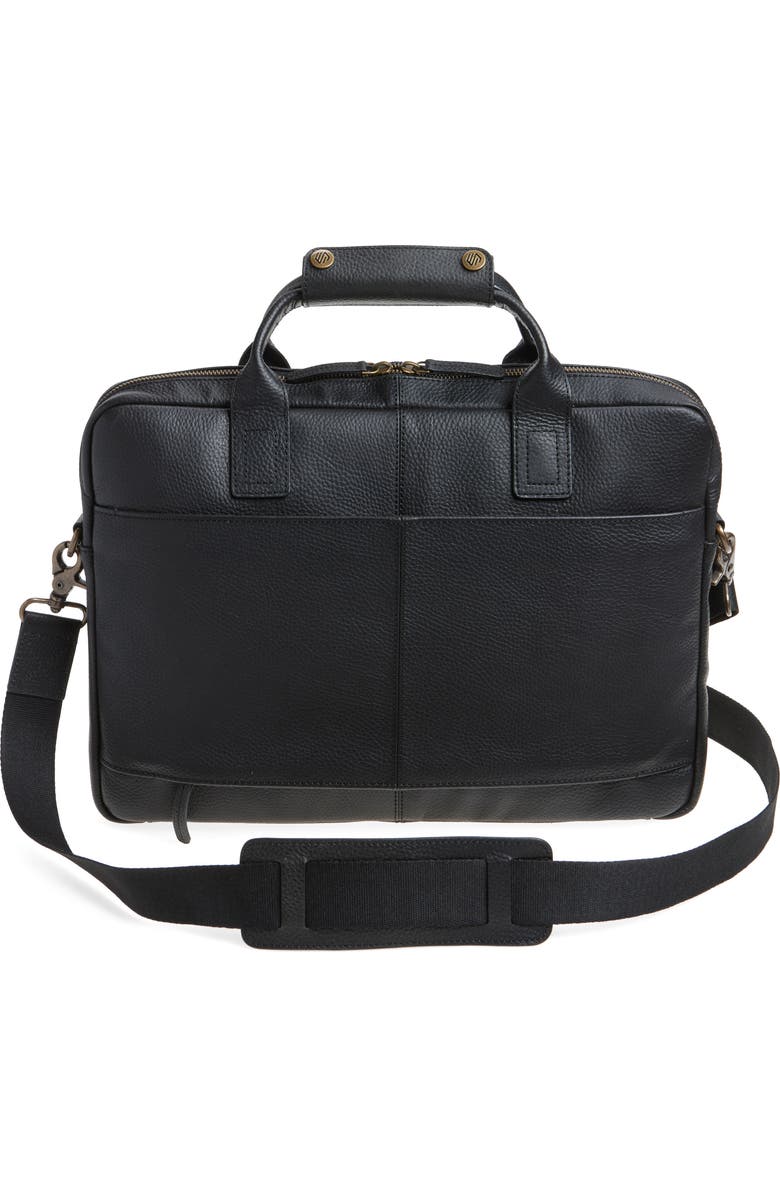 Johnston & Murphy Pebbled Leather Briefcase, Alternate, color, Black