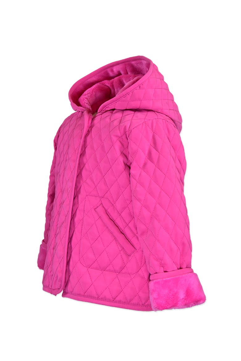 Hooded Faux Fur Lined Quilted Barn Jacket, Alternate, color, Magenta