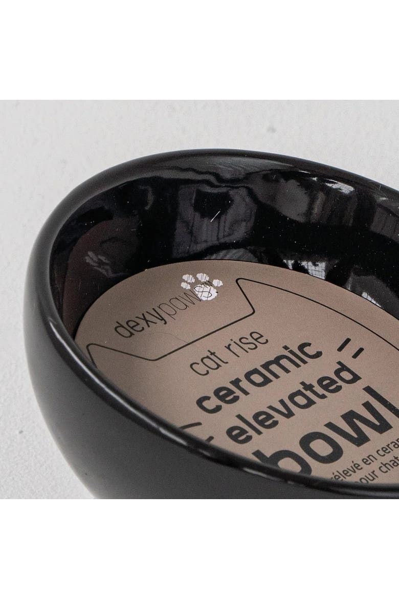 Elevated Ceramic Cat Bowl, Black, 7oz, Pet Feeding Dish, Alternate, color, Black