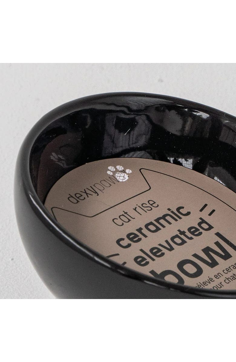 Dexypaws Elevated Ceramic Cat Bowl, Black, 7oz, Pet Feeding Dish, Alternate, color, Black