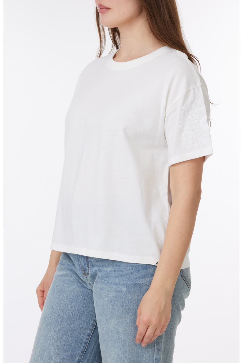 Toni Floral Embroidered Sleeve Boxy Cotton T-Shirt, Alternate, color, SUGAR SWIZZLE