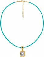 BY ADINA EDEN Colored CZ Emerald Bezel Pendant & Rope Chain Choker Necklace