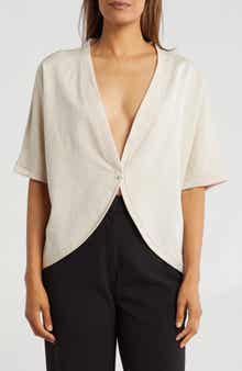 PATRIZIA LUCA Single Button Short Sleeve Cardigan