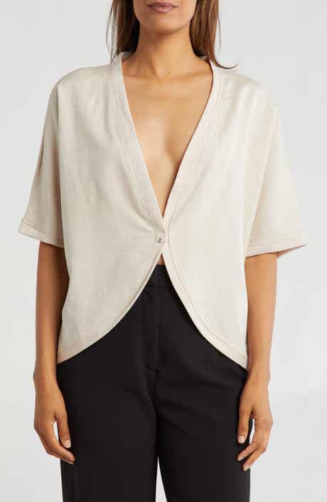 PATRIZIA LUCA Single Button Short Sleeve Cardigan