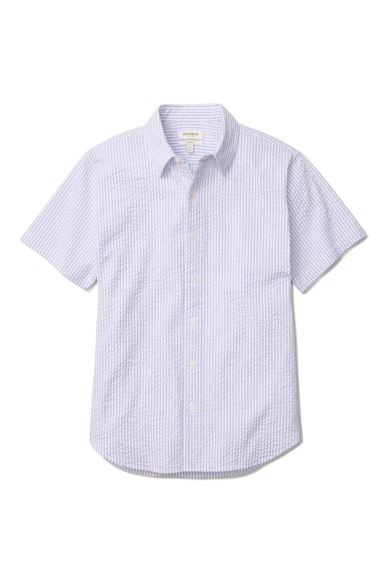 Riviera Slim Fit Short Sleeve Seersucker Button-Up Shirt, Alternate, color, MORGAN SEER SUCKER STRIPE