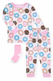 SLEEP ON IT Donuts Fitted Two-Piece Pajamas & Socks Set