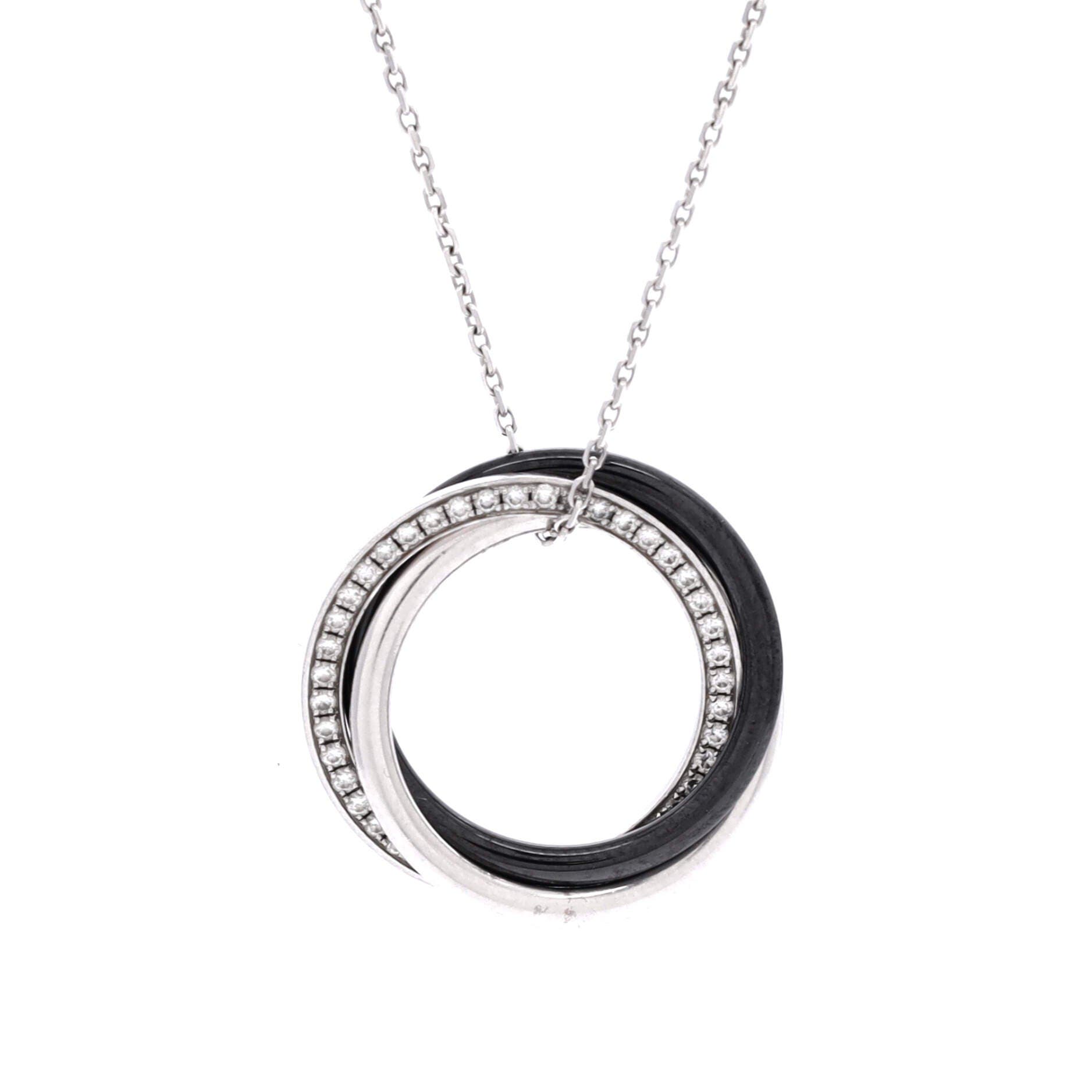 Trinity Pendant Necklace 18K White Gold with Diamonds and Ceramic Small, Main, color, Metallic Gold