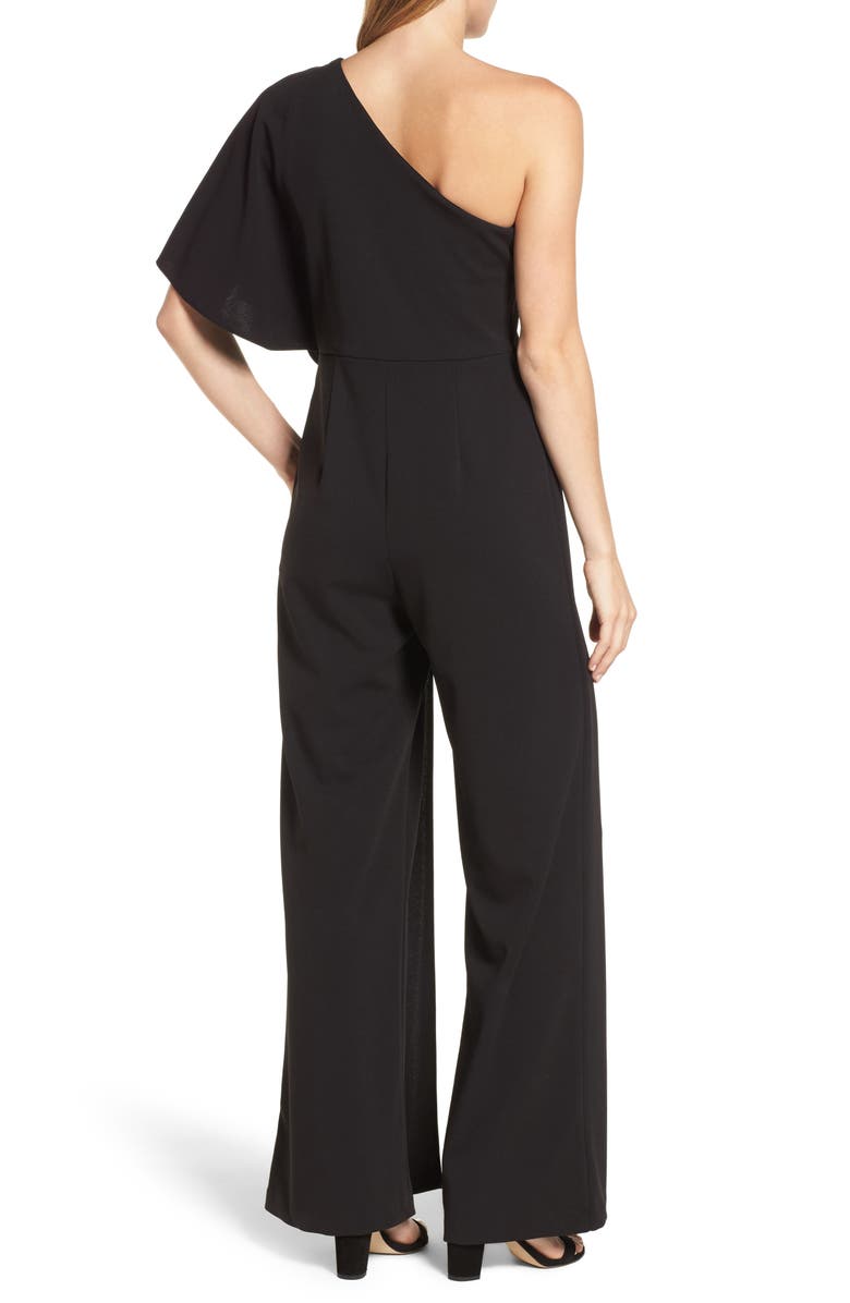 Adrianna Papell One-Shoulder Jumpsuit, Alternate, color, Black