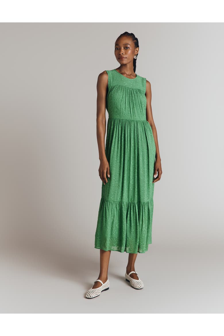 Sandy Georgette Jacquard Sleeveless Midi Dress, Main, color, Green