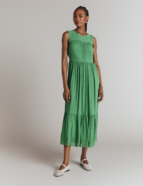 Sandy Georgette Jacquard Sleeveless Midi Dress