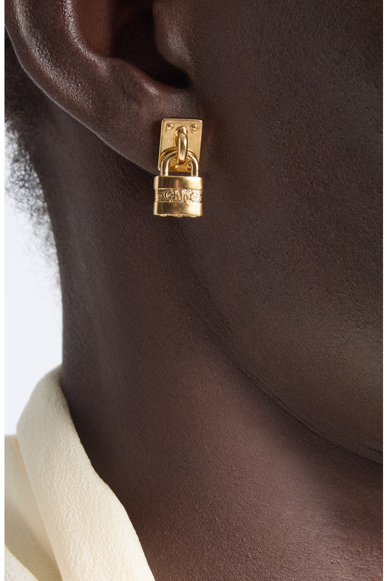 The Chloé Mini Paddington Drop Earrings, Alternate, color, VINTAGE GOLD