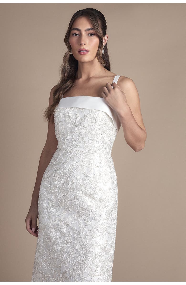 Coast Ornate Lace Maxi Wedding Dress, Alternate, color, Ivory