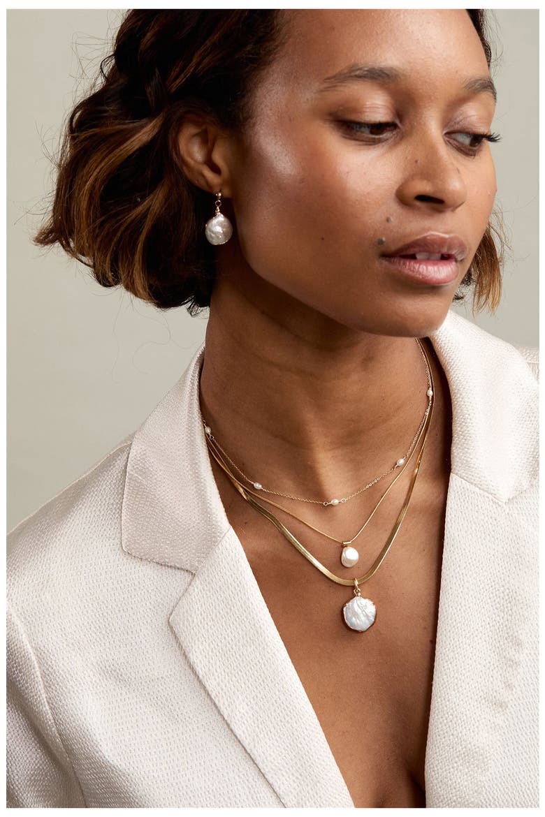 Madeline Freshwater Pearl Station Necklace, Alternate, color, GOLD