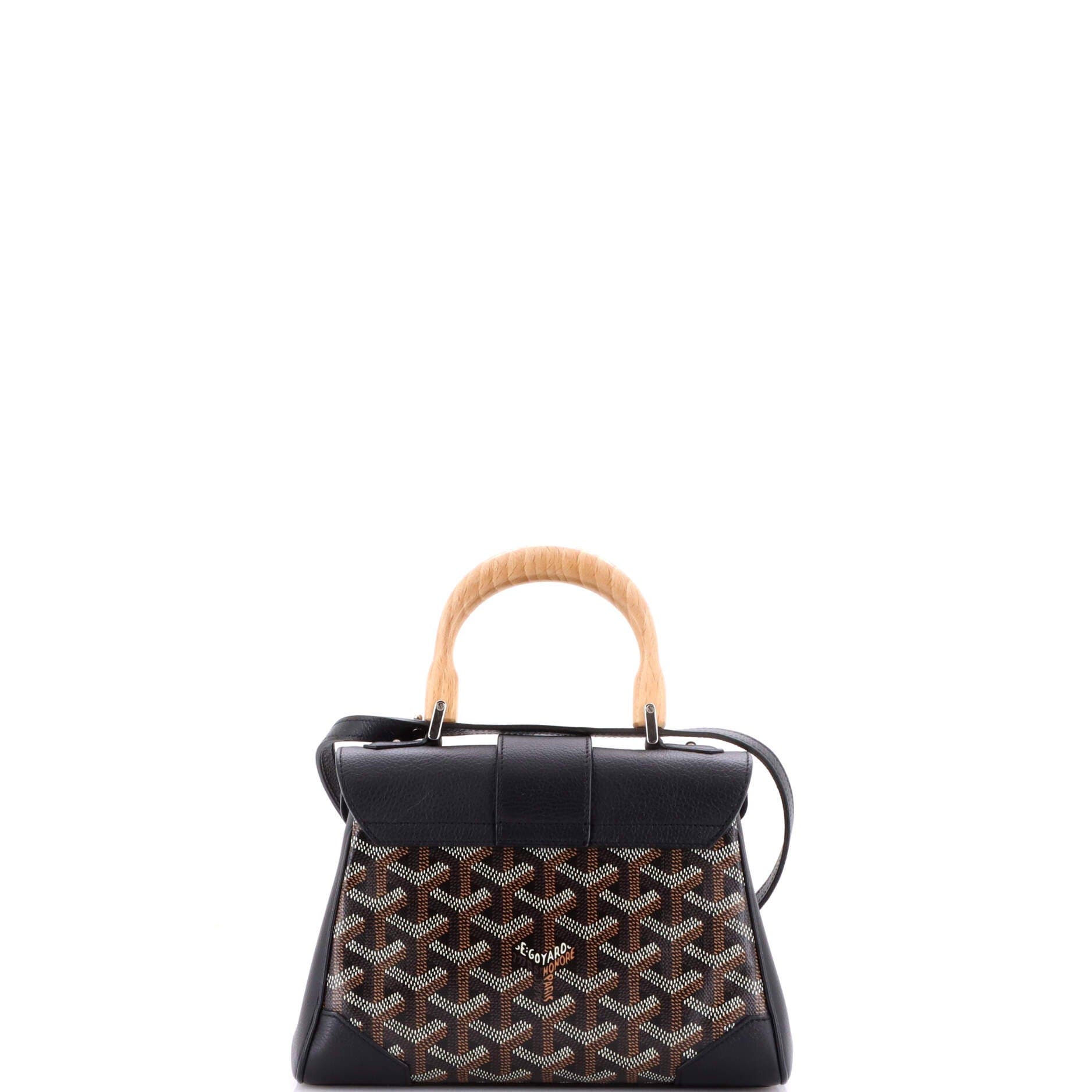 Pre-Owned Goyard Saigon Top Handle Bag Coated Canvas with Leather Mini, Alternate, color, Black