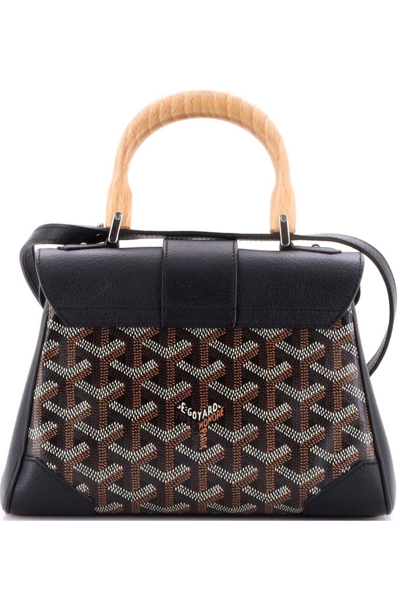 Pre-Owned Goyard Saigon Top Handle Bag Coated Canvas with Leather Mini, Alternate, color, Black