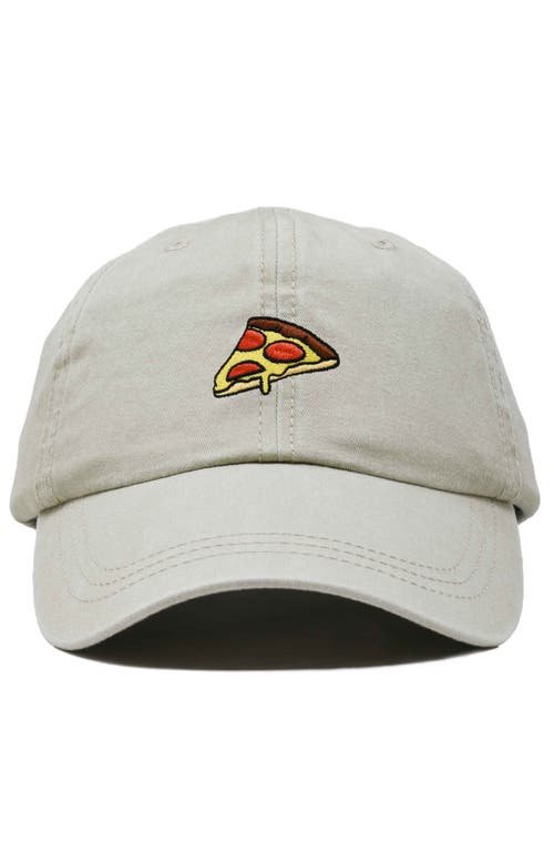 Dalix Pizza Slice Embroidered Dad Hat In Washed Stone White
