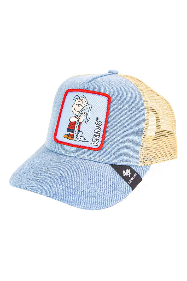 Linus Trucker Hat, Main, color, DENIM