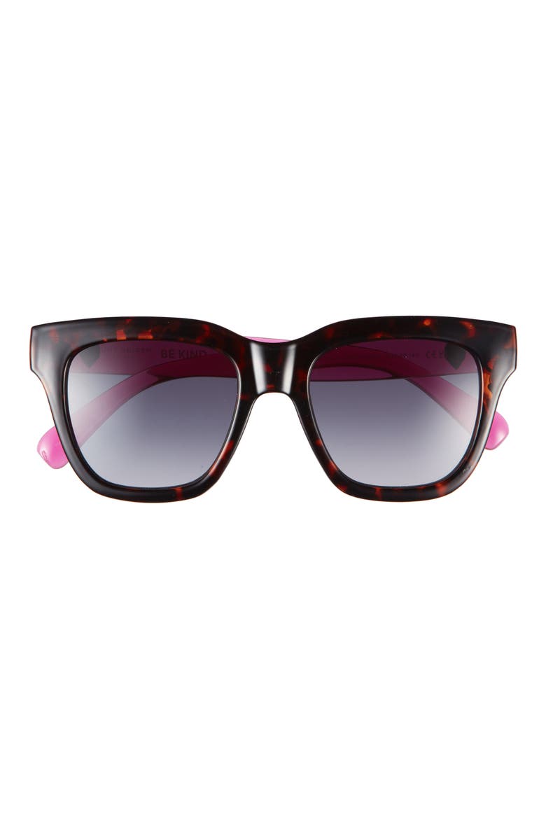 53mm Square Sunglasses, Main, color, HAVANA/ FUCHSIA CRYSTAL TEMPLE