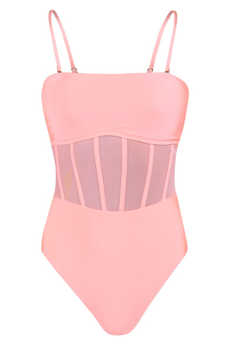 Bandeau One-Piece Swimsuit, Alternate, color, BLOSSOM