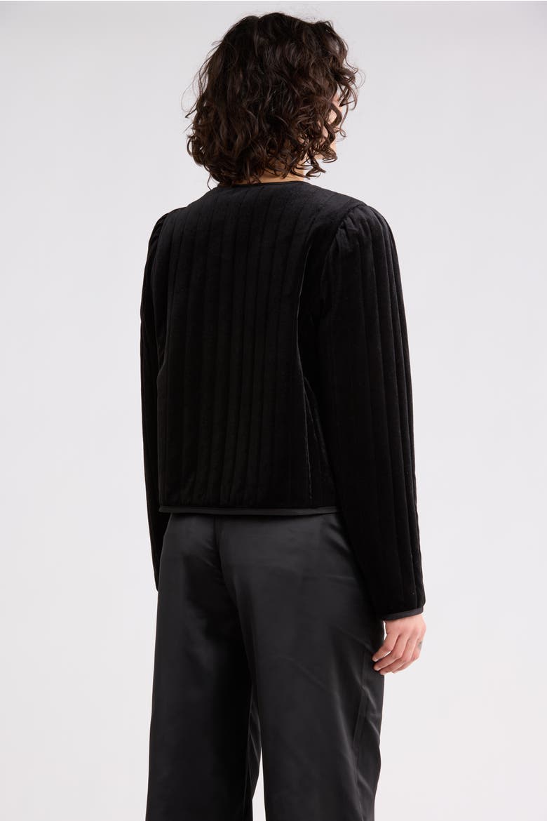 Quilted Velvet Jacket, Alternate, color, BLACK
