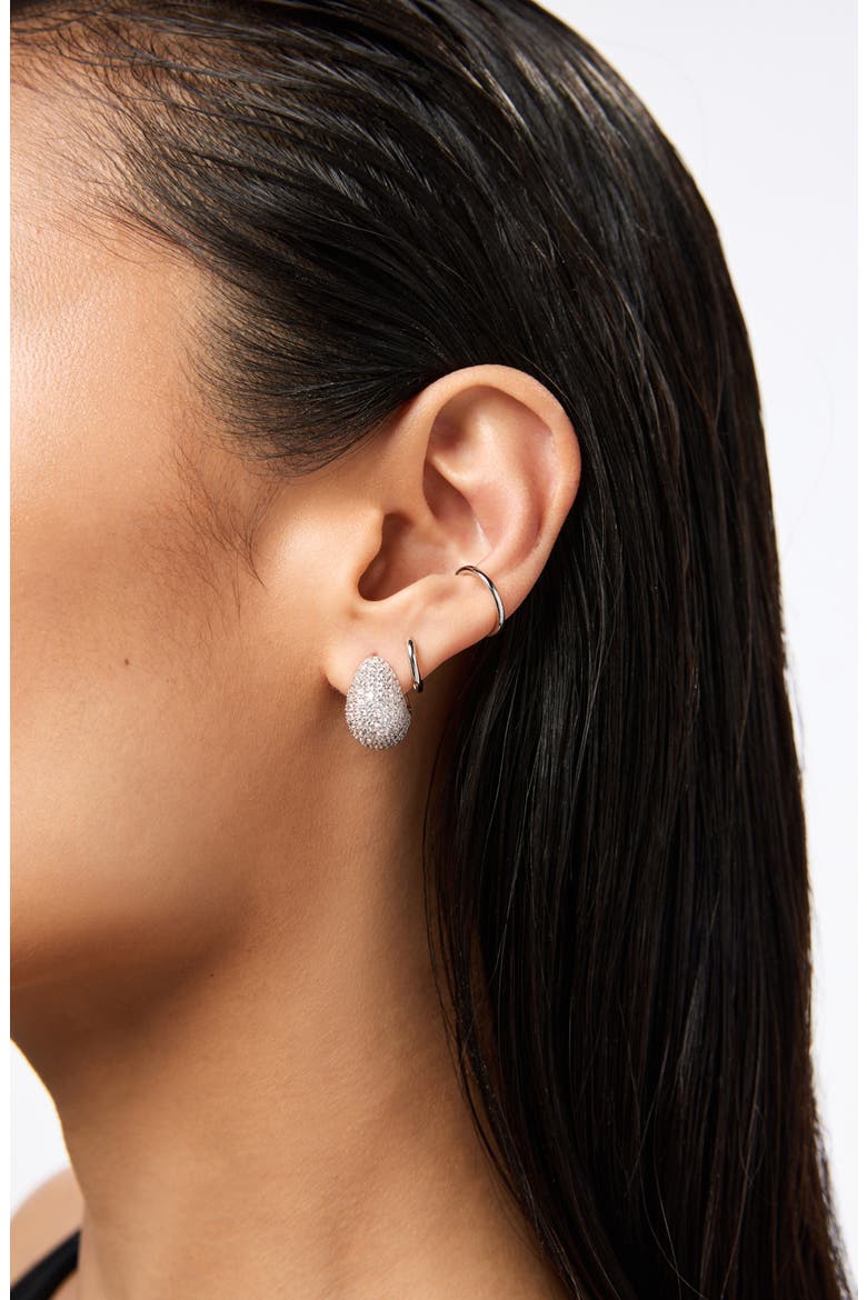 Adler Pavé Chunky Hoop Earrings, Alternate, color, SILVER CLEAR