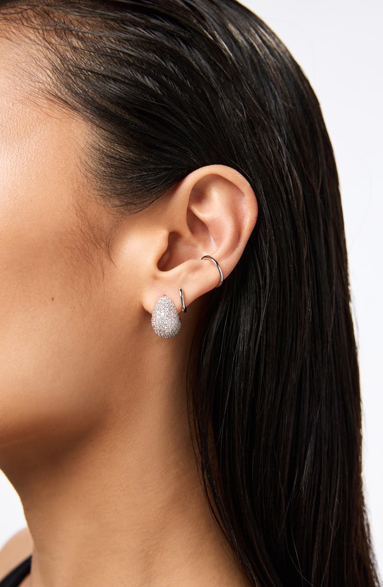 Ana Luisa Adler Pavé Chunky Hoop Earrings, Alternate, color, Silver / Clear