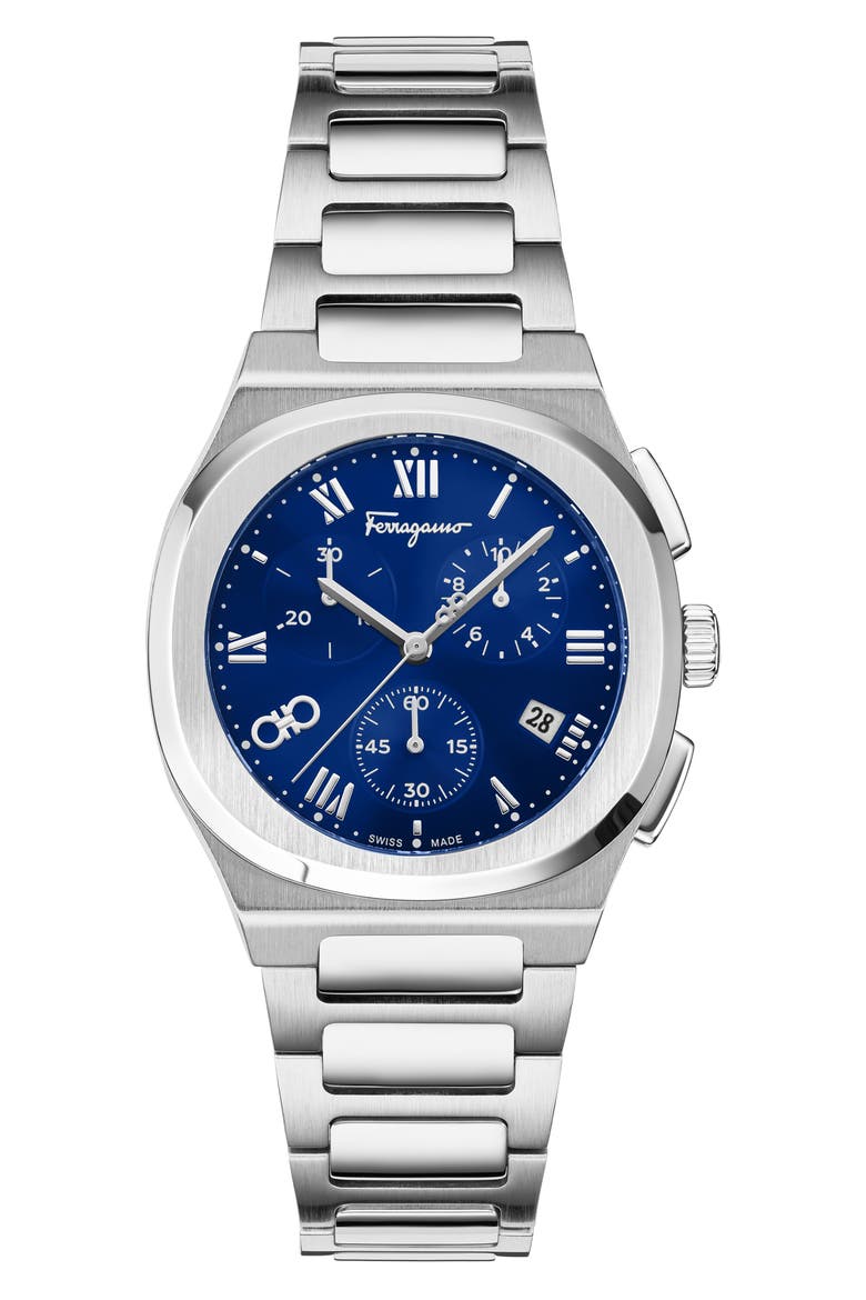 Elliptical Chronograph Bracelet Watch, 38mm, Main, color, STAINLESS STEEL