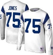 Mitchell & Ness Men's Mitchell & Ness Deacon Jones White Los Angeles Rams Throwback Retired Player Name & Number Long Sleeve Top