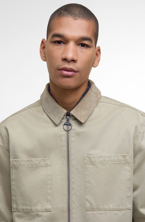 Barbour Lenker Twill Zip Overshirt In Neutral