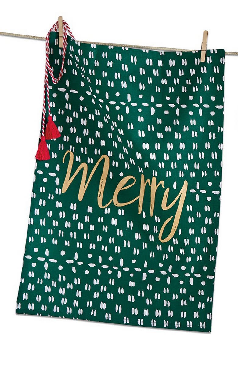tag Joyful Set of Three Cotton Dishtowels for Christmas Kitchen, Alternate, color, Multicolored
