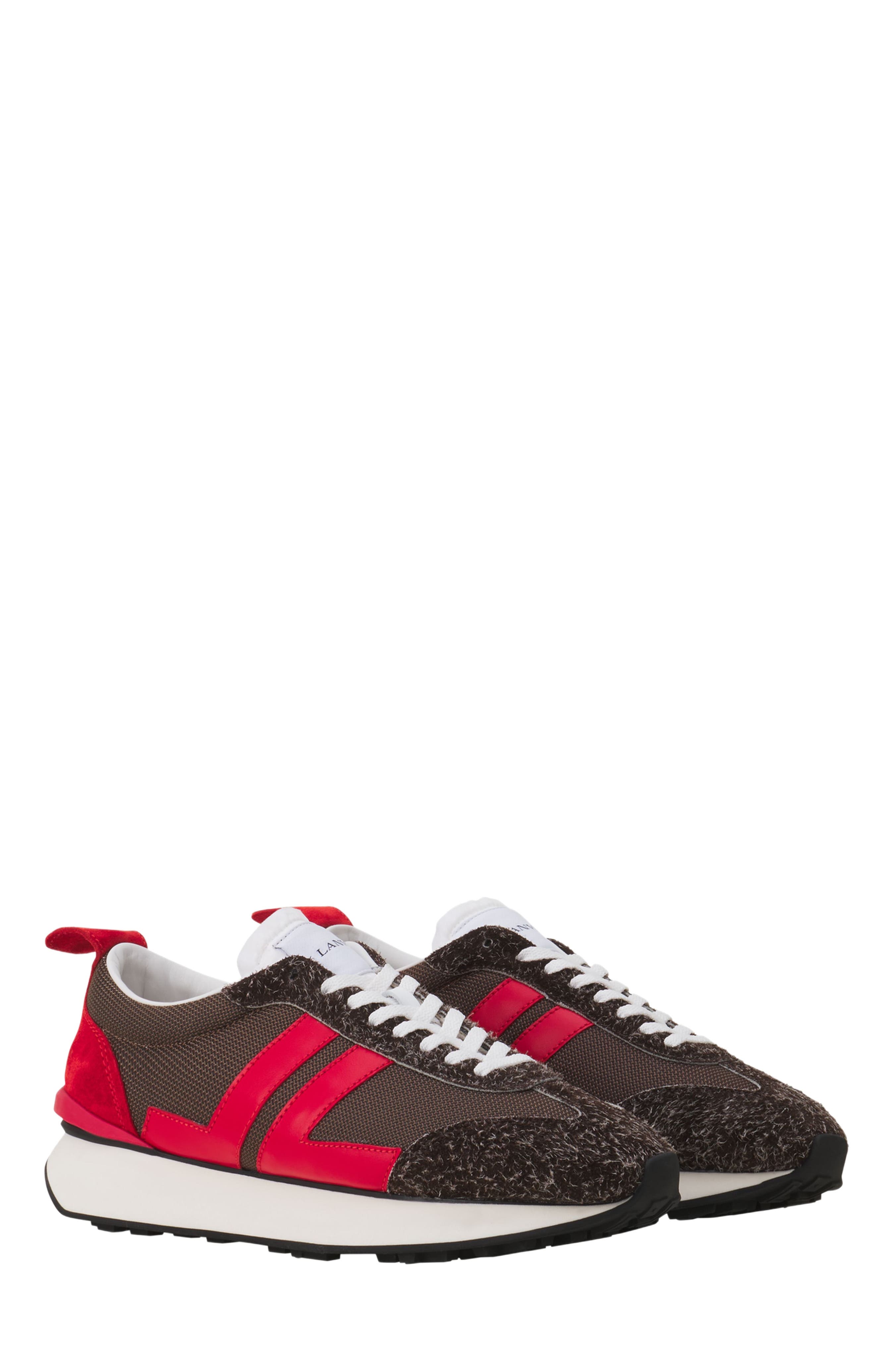 Lanvin Bumpr Mesh Sneakers, Alternate, color, Marron/Rouge