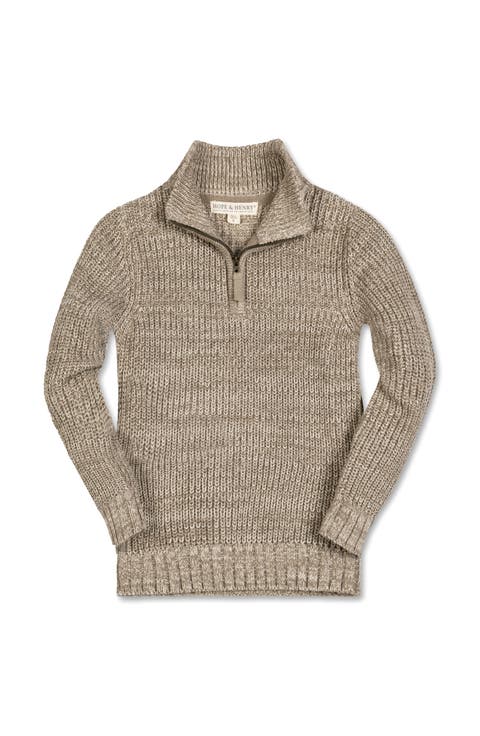 Kids' Organic Half Zip Cardigan Stitch Sweater