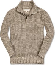 Hope & Henry Kids' Organic Half Zip Cardigan Stitch Sweater
