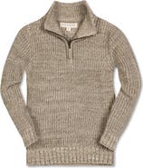 Hope & Henry Kids' Organic Half Zip Cardigan Stitch Sweater