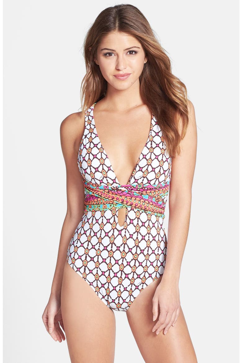 'Venice Beach' One-Piece Swimsuit, Main, color, WHITE