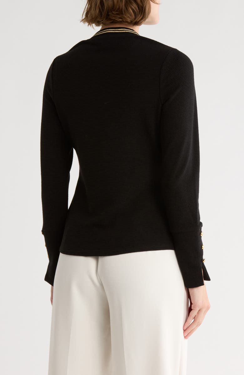 CHENAULT Metallic Crewneck Ribbed Sweater, Alternate, color, Black