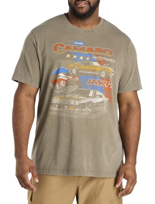 Lucky Brand Big & Tall Camaro Montage Graphic Tee In Stone Grey