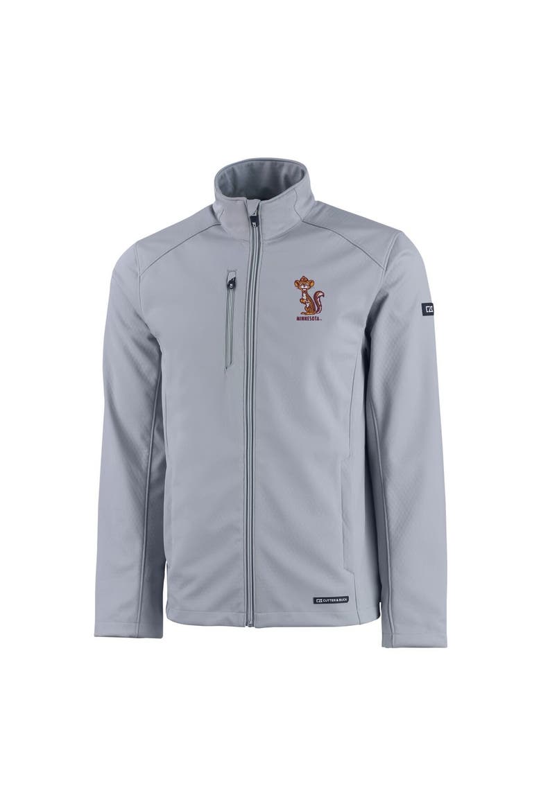 Men's Cutter & Buck  Gray Minnesota Golden Gophers Vault Evoke Eco Softshell Recycled Full-Zip Jacket, Alternate, color, Gray