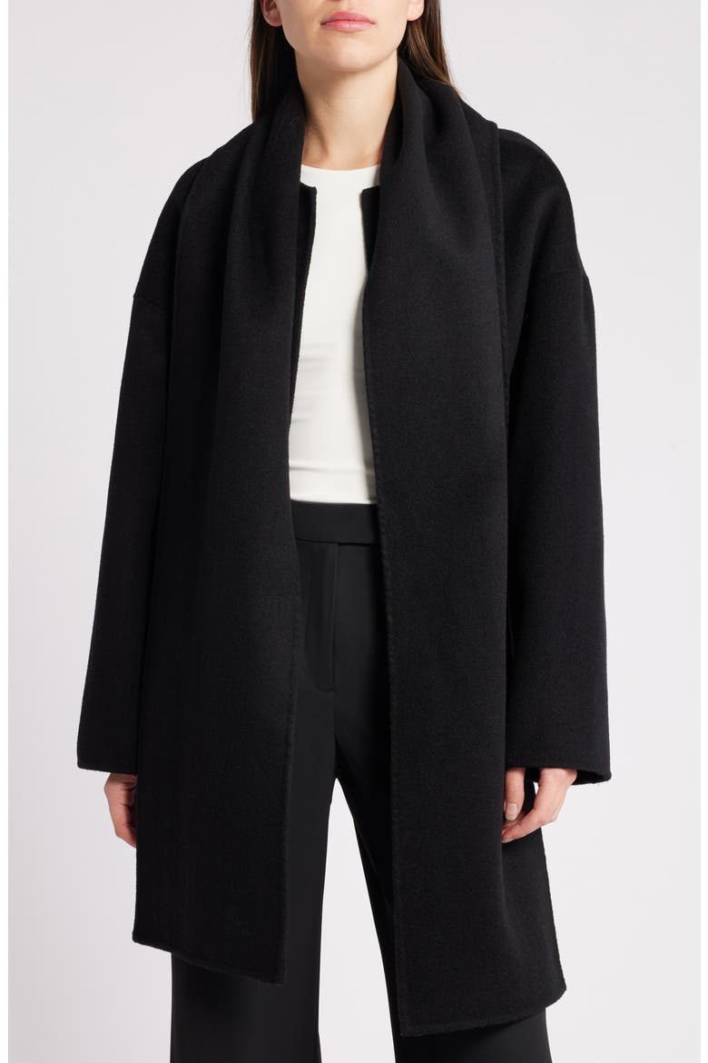 Jardin Wool Blend Jacket with Scarf, Alternate, color, BLACK