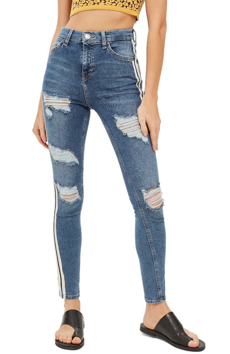 Topshop Side Stripe Jeans, Main, color,