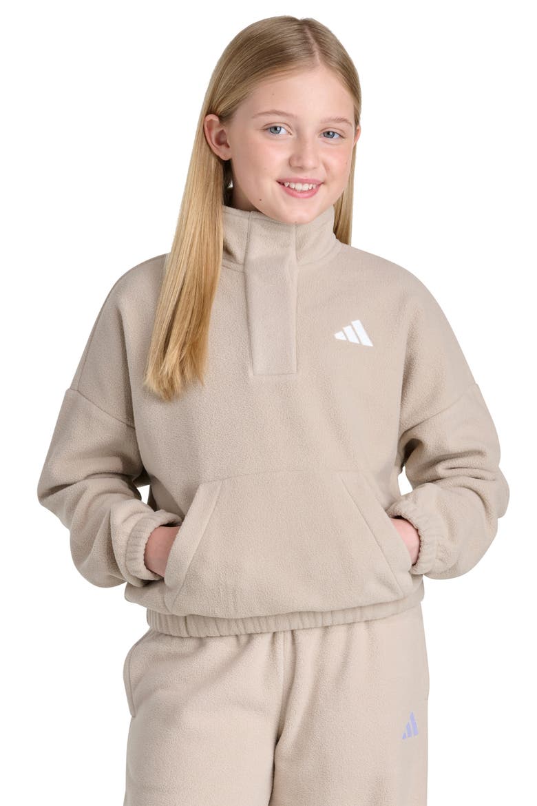 Kids' Microfleece Mock Neck Pullover, Alternate, color, LIGHT BEIGE