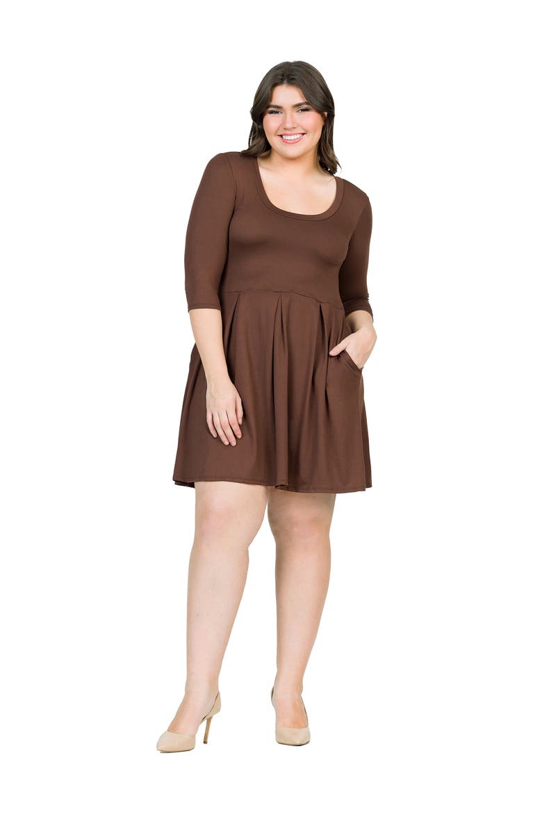 Plus Size Fit and Flare  Dress, Main, color, Brown