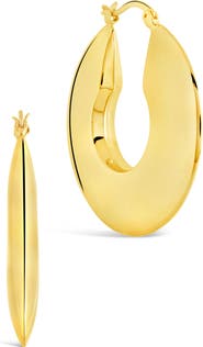 Sterling Forever Paige Flat Tube Hoop Earrings