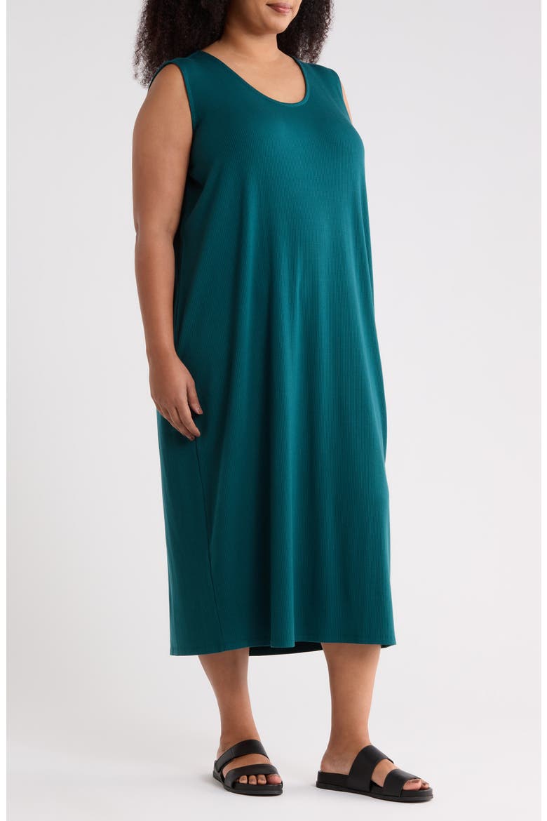 Rib Knit Tank Midi Dress, Alternate, color, KELP